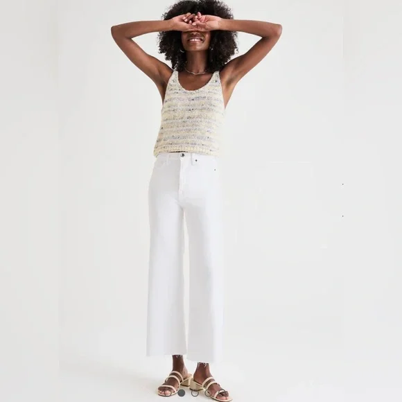 Splendid High Waist Wide Leg Crop Jean size 26 raw hem NWT - Picture 2 of 14